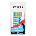 Eraser & Sharpener Set 7pc in pouch