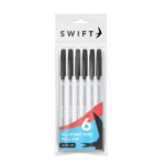 Pull Cap Ballpoint Pens, 6pk Black in pouch