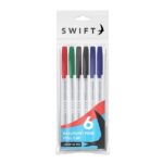 Pull Cap Ballpoint Pens, 6pk Assorted in pouch