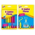 8 Jumbo Fibre Colouring Pens